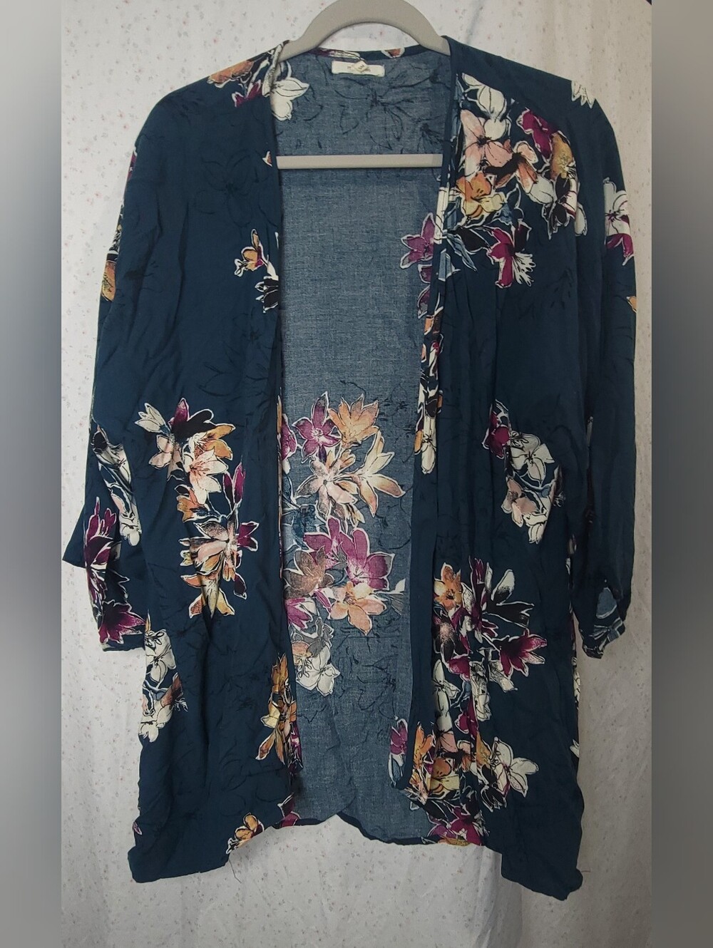 Maurices Blue Floral Trim Lightweight Top